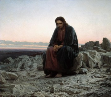 Jesús un líder visionario en el desierto Ivan Kramskoy religioso cristiano Pinturas al óleo